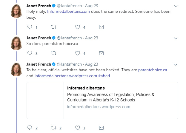 Janet French redirect of sites to AB Ed 02